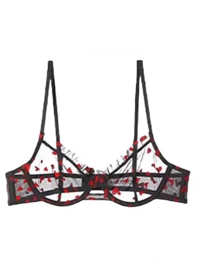 YUQI Chic Heart Lace Push-Up Bra Set Small Bust Enhancer Anti-Sagging Mesh Underwear Womens French Style Lingerie KitXJ251106