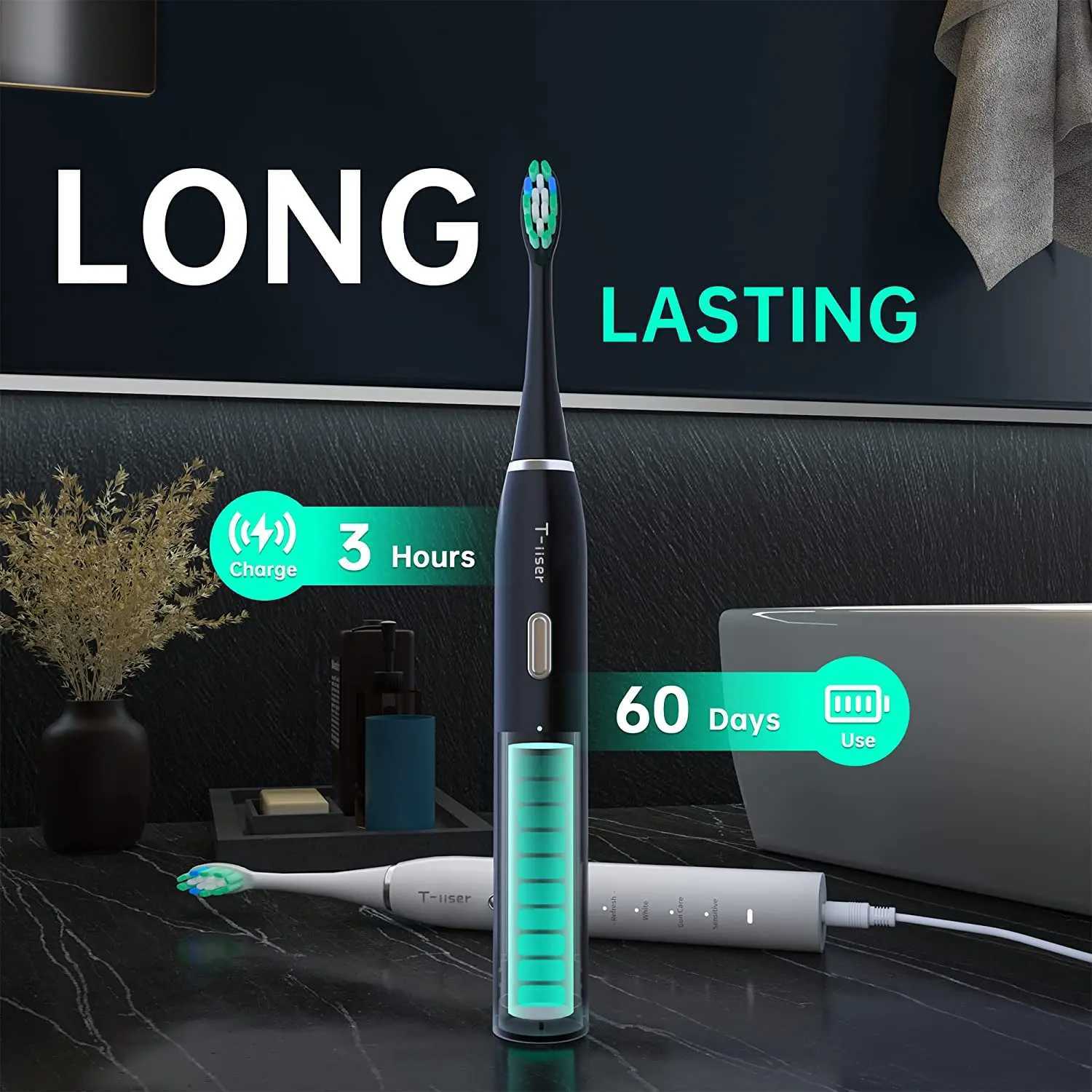 Rechargeable Electric Toothbrush 8PCS Replacement Head Smart Timing Tooth Brush 5 Modes Teeth Clean Whitening Sonic Toothbrush C251121