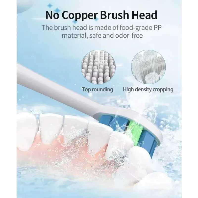 Electric Toothbrush USB Rechargeable Dental Electric Brush Automatic Ultrasonic IPX7 Waterpoof Toothbrush with 6 Brush Heads C251121