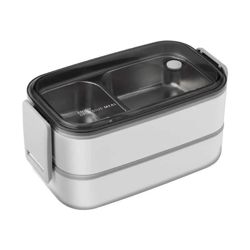 304 Stainless Steel Insulated Lunch Box Portable Microwave Food Containers for Workers Student Picnic White Bento Box 1/2 LaM251121