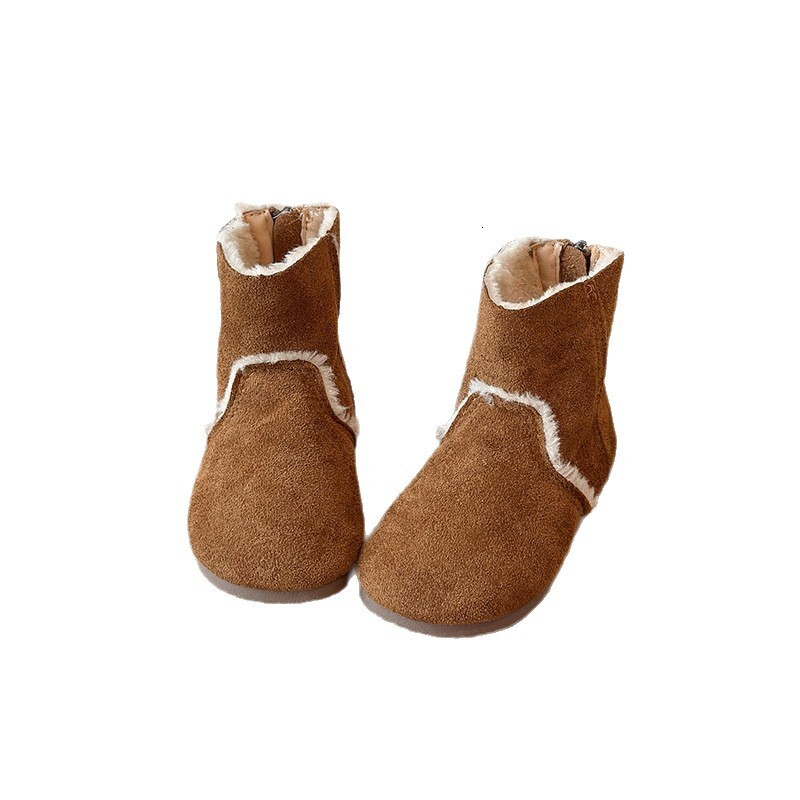 New designer shoes Girls Suede Low Boots Autumn Winter New Baby Girl Cotton Boots with Fleece Lining Warm Boots Non Slip Cotton Shoes