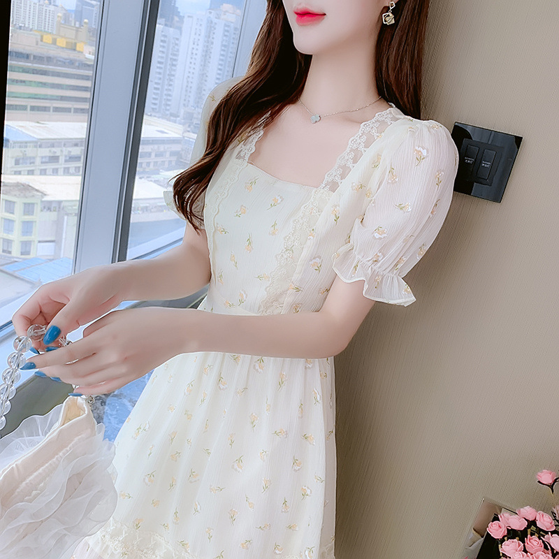 D6180 High quality dress 2025 summer new style women's French style small fresh slim fit