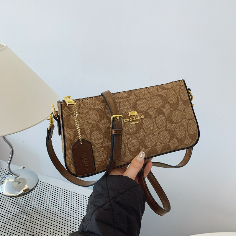 Designer bag free shipping 2025 new fashionable soft leather high-end texture printed small square bag chain bar single shoulder crossbody bag for wom