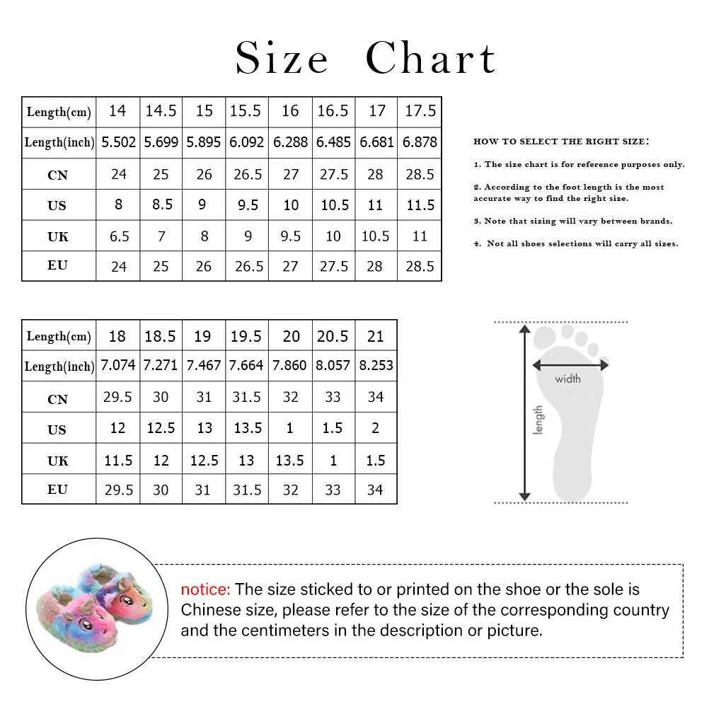 1Pair Children Winter Slippers Unicorn Design Warm Bedroom Shoes Soft Indoor Kids Slip-on Household Footwear Winter SlippersW251121