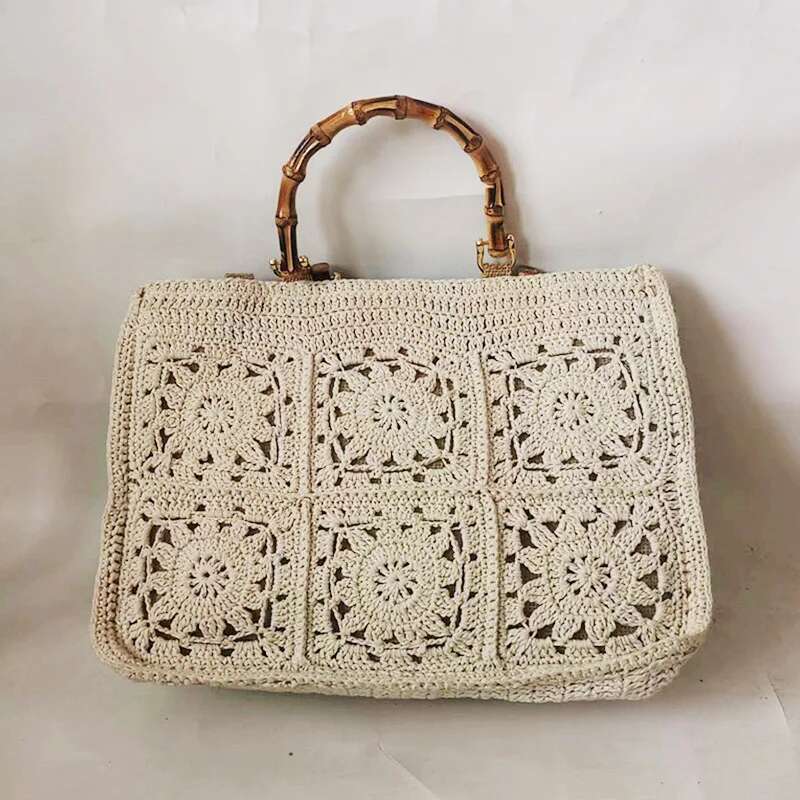 Large Tote Bag Women 2024, Cotton Knitting hot Shopping Bags Female