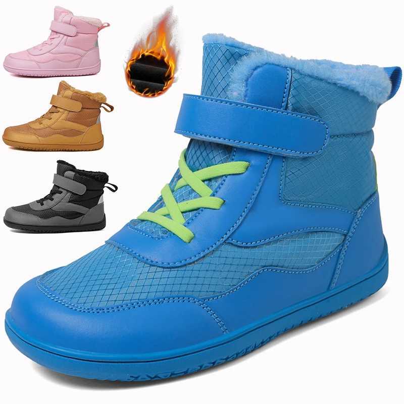 Child Barefoot Snow Boots Kids Wide Toe Boys Girls Winter High-top Warmth Waterproof Sneakers Non-Slip Outdoor Walking Snow ShoeW251121