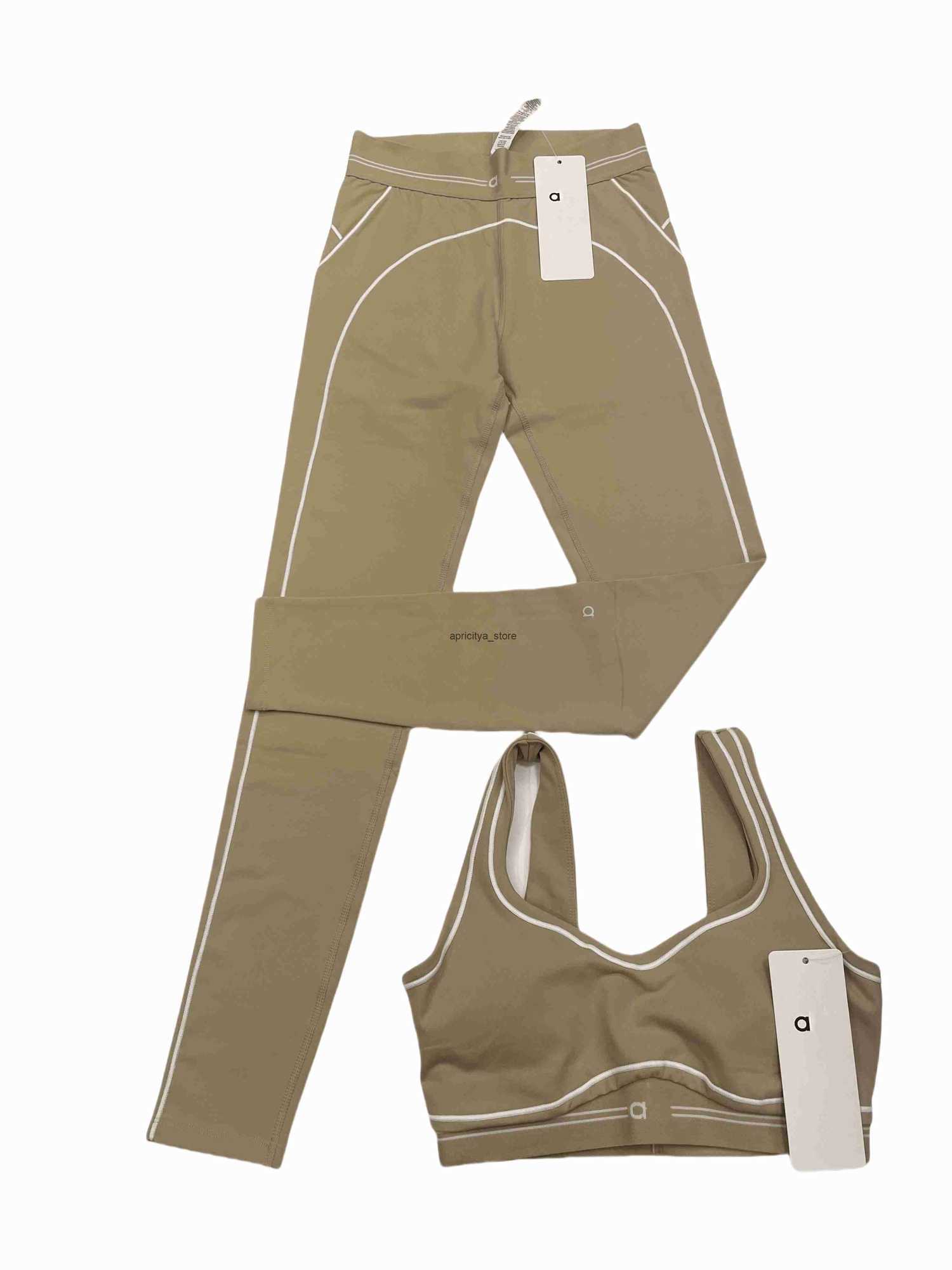 New Yoga Sets Sports Heart Throb Bra+Leggings High End White Striped Dance Yoga Outfits Summer Womens Running Fitness Gym Pilates Muse Alosets Suit Q2