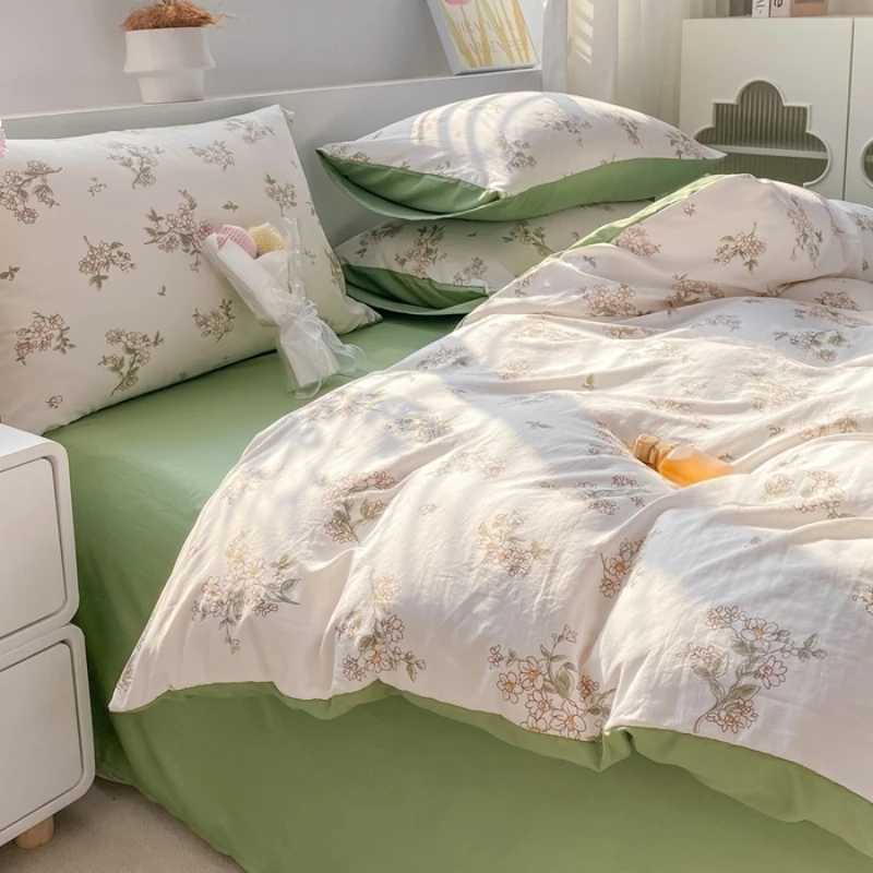 Flower bedding 100% pure cotton bedding set soft down duvet cover bedding linen box single double large 2024 summer Y250418