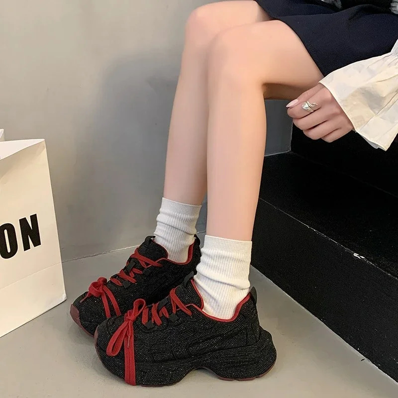 Top Quality Sneakers Women Skate Shoes Rhinestone Loafers Platform Fashion Shiny Womens Casual Crystal Sneaker 251121