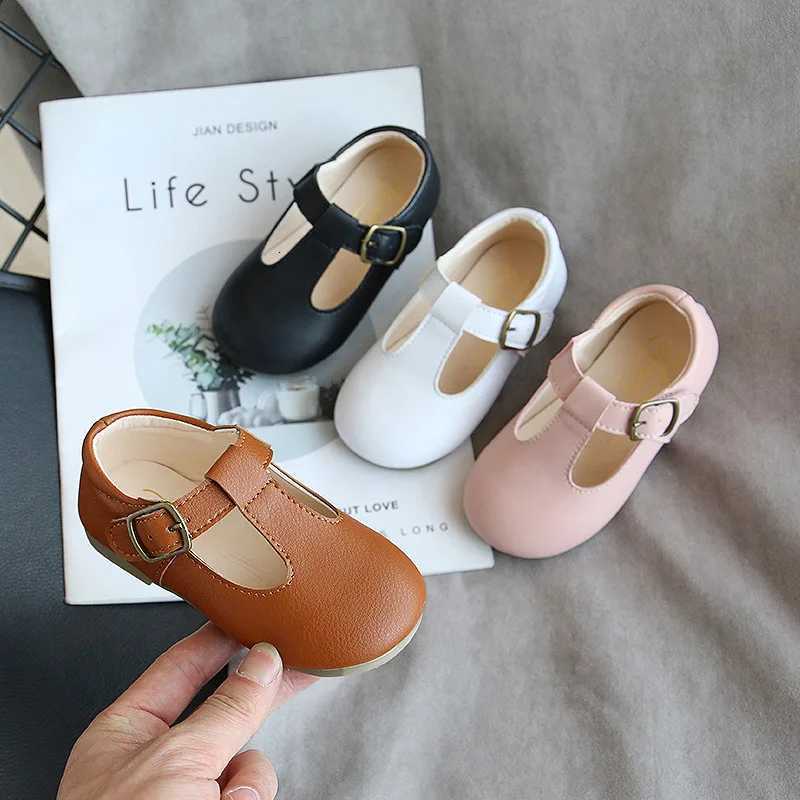 Spring Autumn Kids Shoes T Strap Leather Shoes For Girls Boys Non-slip Toddlers Mary Janes Baby Children Buckle Strap FlatsW251121