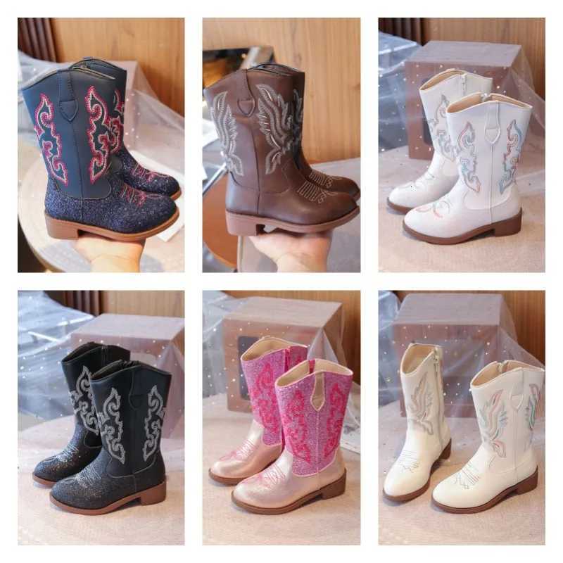Childrens Fashion Boots 3-18 Years Old Embroidered Boys Girls Western Boots Size 27-36 Fall and Winter Tall Kids Boots ShoesW251121