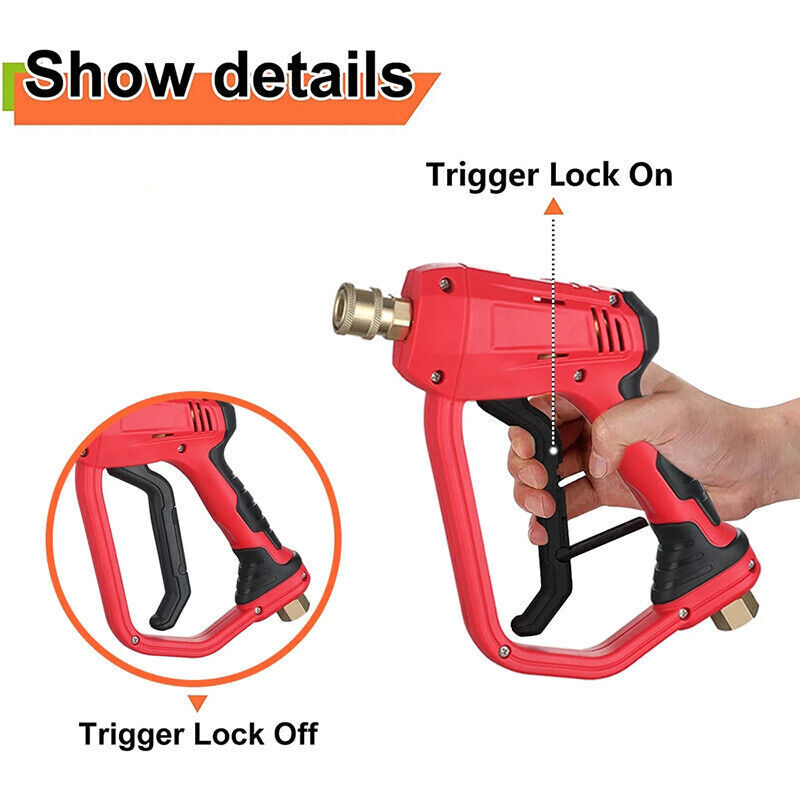 High Pressure Washer Gun, 4000 PSI Power Washer Spray Gun with Extension Wand, M22-14,15mm Inlet & 1/4'' Outlet, 5 Nozzle Tips
