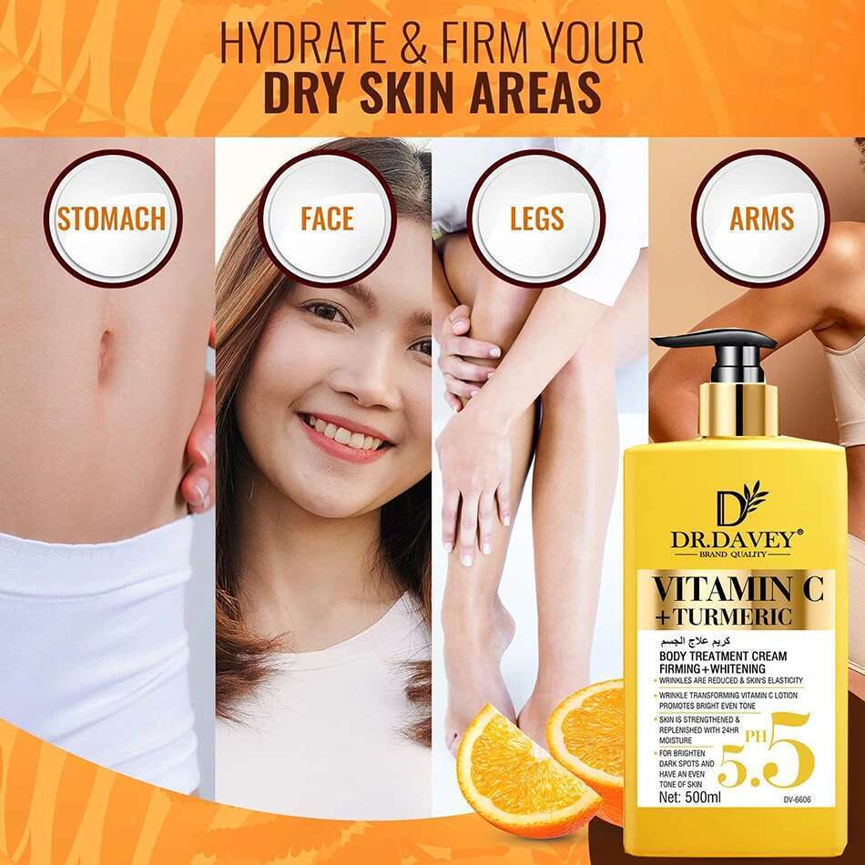 Vitamin C Natural Turmeric Brightening Body Lotion, Reduce Blemish, Acne, Smooth , Glowing & Cream, For All Skin Types