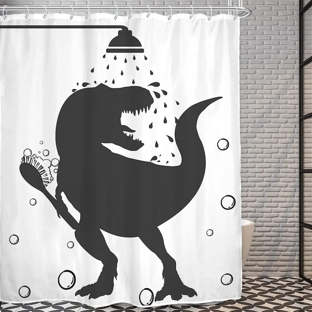 YL-37768 Shower Curtain with Funny Cat Design, Bathroom Decoration, Waterproof, Digital Print, Toilet Moisture-proof Partition Curtain