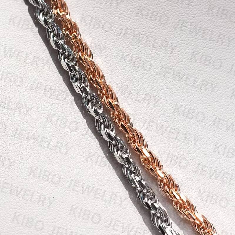 2025 Hot Sale 3mm Rope Chains HIp Hop Jewelry 925 Sterling Silver Plated 18K Gold Men Cuban Chain Necklace Rope Chains