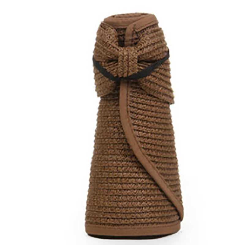 LaMaxPa New Wen summer sun hat foldable sun hat wide brown beach hat grass hat Chapeau womens beach UV protection hat X250421