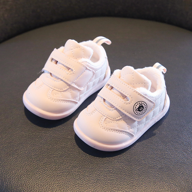 New designer shoes, anti slip walking shoes, short wool anti kick children's hook and loop fashionable cotton shoes