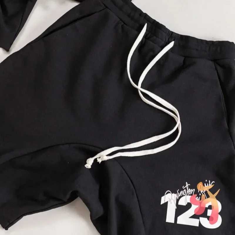 Black signature letter 123 round neck cotton long Slved Pullover Hiphop Strt oversized RRR sports shirt for men X250421