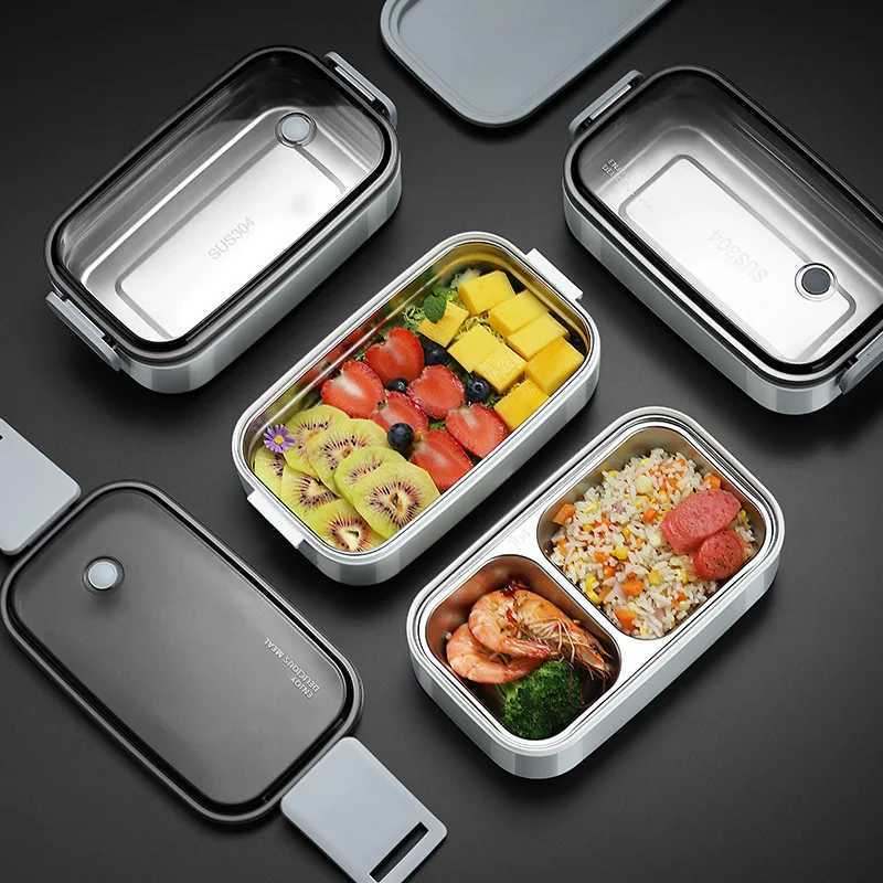 304 stainless steel lunch box for Adults Kids School Office 1/2 Layers Microwavable portable Grids bento Food Storage ContainersM251121