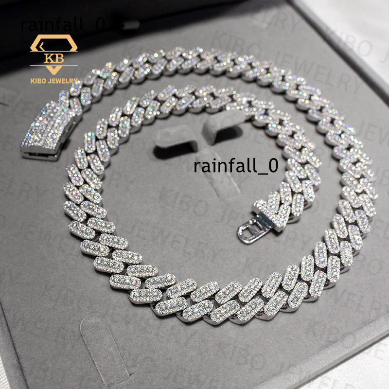 Hip Hop Chains Jewelry for Men 15mm Clustered Real Moissanite Big Diamonds Cuban Link Chain 925 Silver Necklace Iced Out Chain