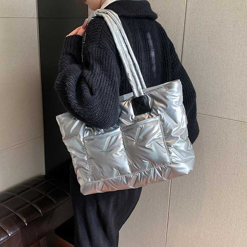 Hot S Lightweight Quilting Puff Tote Bag Wens Waterproof Nyl Handbag with Padded Handle and Zipper Closure for Winter Y251121