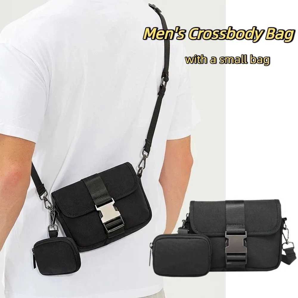 Oxford Cloth Mens Messenger Bag Black Japanese Style Waterproof Shoulder Bag Multi Functional Casual Male Crossbody Bag DailyT251121