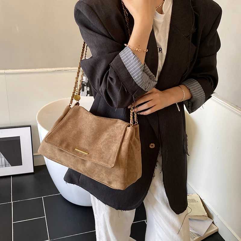 Fall Winter New Wens Tote Bag with Chain Strap Suede Crossbody Shoder Handbag Elegant Top-Handle Purse for Daily Use Y251121