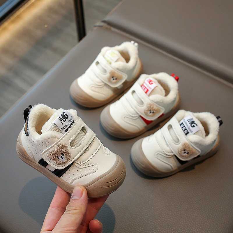 2024 Winter New Children Casual Plush Shoes for Girls Boys Fashion Korean Style Soft Sole Anti-slippery Versatile Chic Warm Shoe H260130