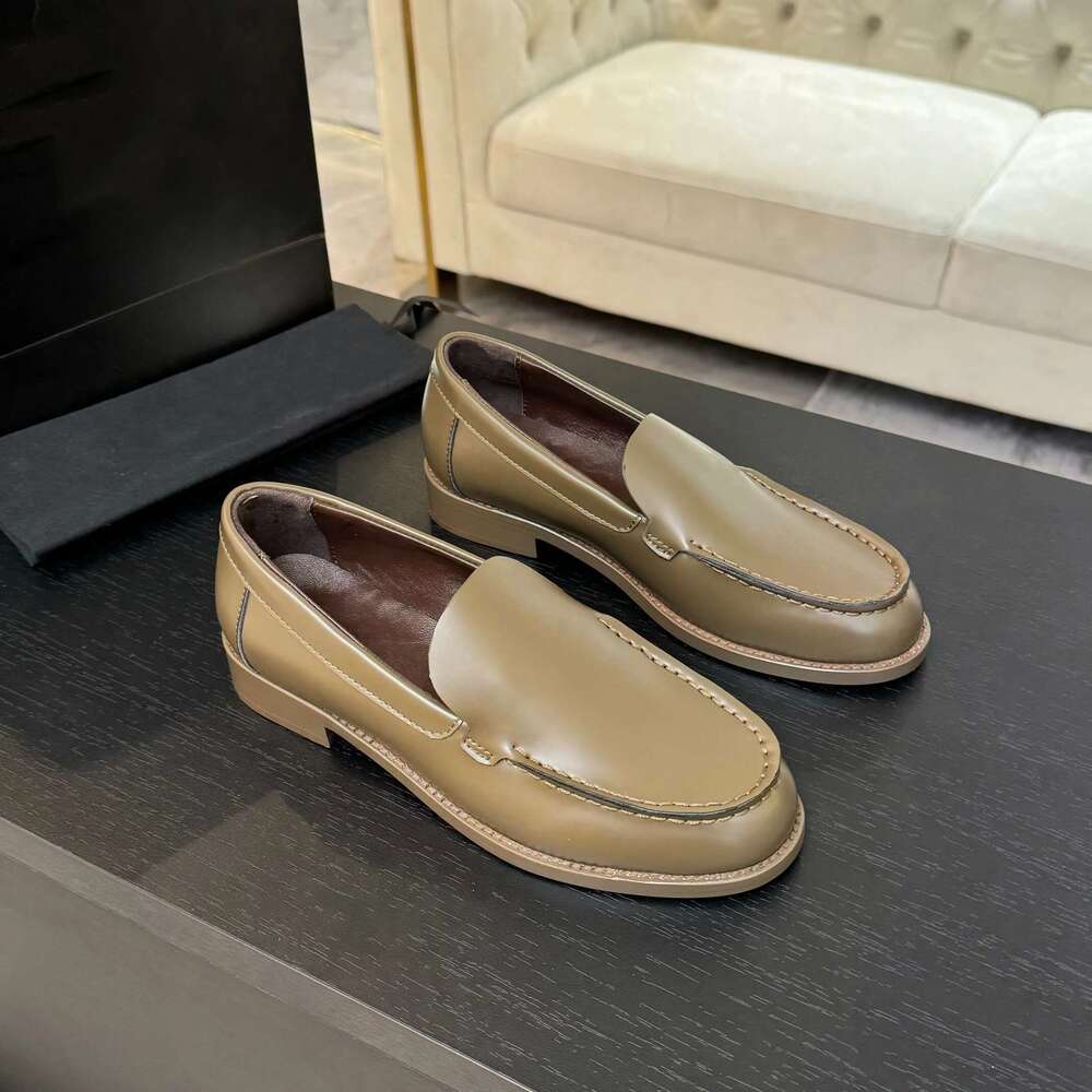 Women Size35-41 Genuine Leather Loafers Low Heels British Style Round Toe Slip On Flats Designer Shoes atillas De Mujer