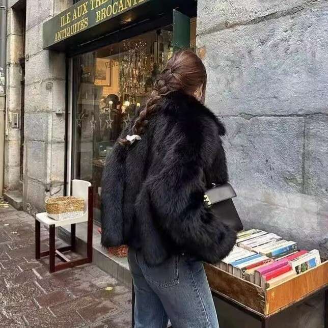 Lapel Women Winter CrossBorder Large Source EcoFriendly Short Fluffy Top Fox Fur Coat