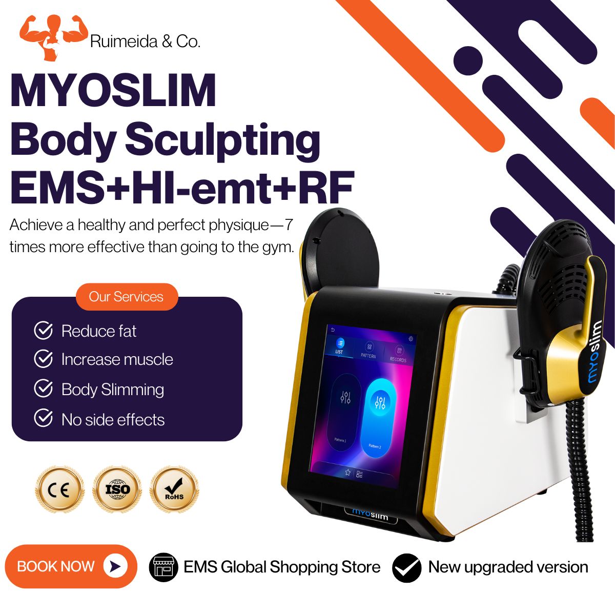 EMS Body Sculpting Machine Fat Burning Body Contouring For Home Personal Use With RF MYOSLIM HI-emt Muscle Toning Improve Body Shape