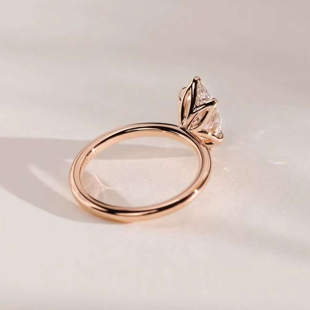 Beautiful Rose Gold 2CT Marquise Moissanite Dia Ring Solitaire Fine Jewelry Women Wedding Engagement Rings