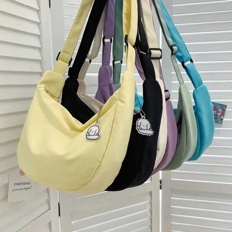Women Solid Harajuku All-match Simple Multifunction Handbags Cute Canvas Casual teenage school bag Aesthetic Sweet messenger bagT251121