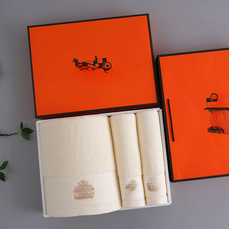 Pure Cotton Bath Towel Box Set Of Three Plain Face Towels Business Gift B2