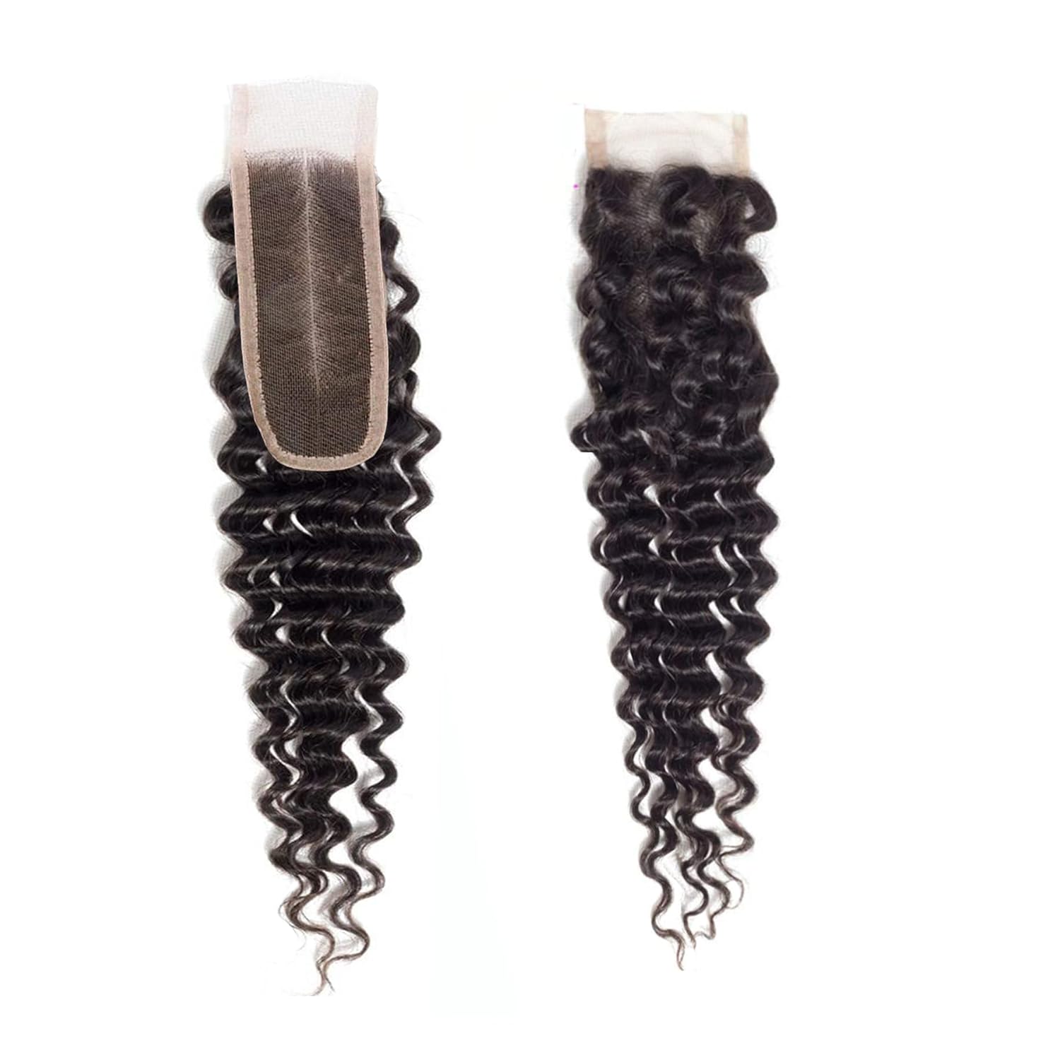 Brazilian Deep Wave Human Hair Weaves 3 Bundles With 2x6 Kardashian Lace Closure Double Weft Dyeable Bleachable 100g/pc