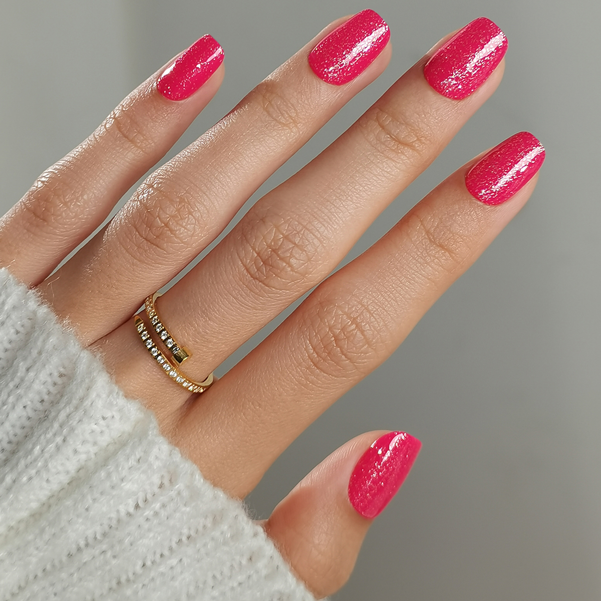 32 pieces of gel short square press-on nails, pink diamond Japanese nails, suitable for girls and ladies, date gifts, Valentine's Day, Christmas 