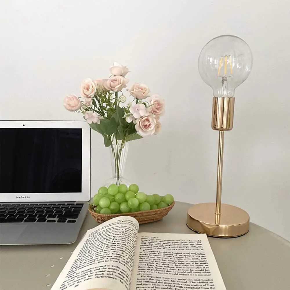 Bedroom Bedside Lamp Golden Modern Simple Model Room Decor Table Lamps College Dorm Study LED Desk Lamp E27 Table Light Fixtures C251121