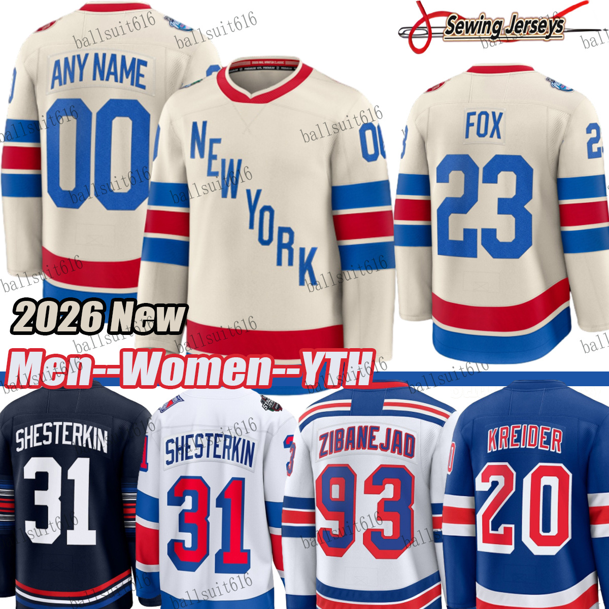 #10 Artemi Panarin #23 Adam Fox NY Ranger jersey #31 Igor Shesterkin #20 Chris Kreider #16 Vincent Trocheck #13 Alexis Lafreniere #73 Matt Rempe Hockey Jerseys