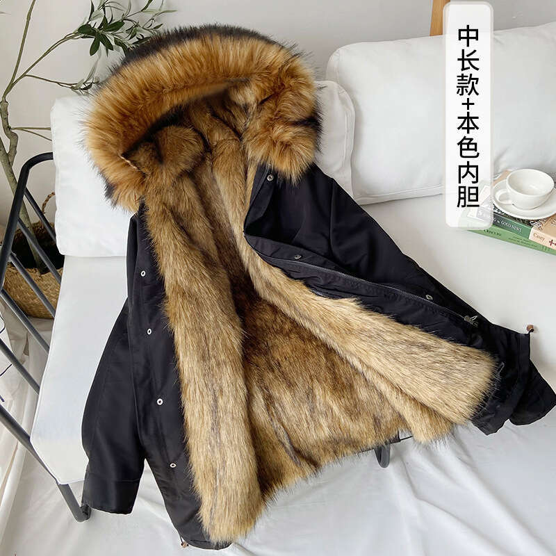 Parka Detachable Winter New Men's MidLength Inner Lining Faux Mink Fur Coat