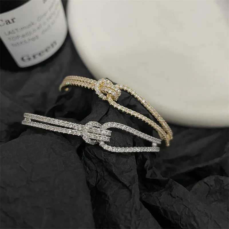 ZAKOL Exquisite AAA Full Zircon Knot Bracelet Bangles for Women Fashion Adjustable Open Bracelet GiftW251121
