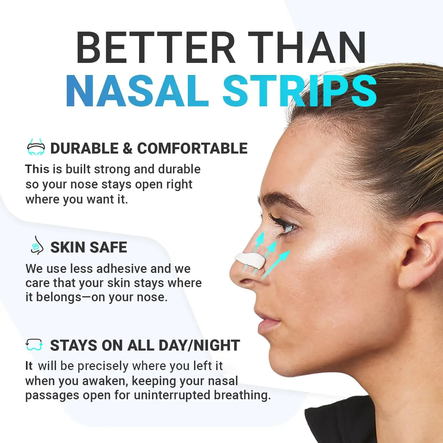 40 Pairs Magnetic Nasal Strips Nasal Breathing Dilators Kits Increase Air Intake Improve Sleeping Reduce Snoring for Nighttime 250421