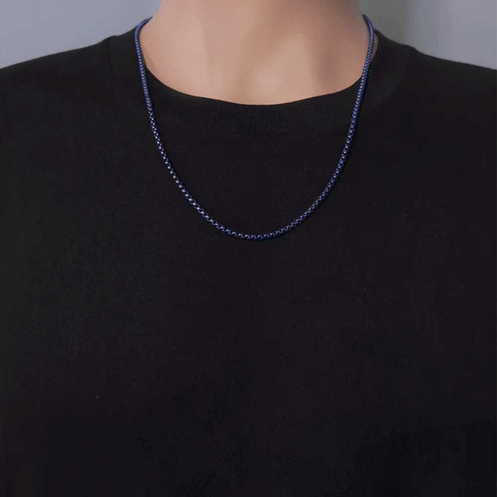 New 3mm TA1 Pure Titanium Rolo Box Chain Necklace Bracelet for Men Women Blue Gray Anti-Allergy Skin Friendly Square NecklaceXJ251121