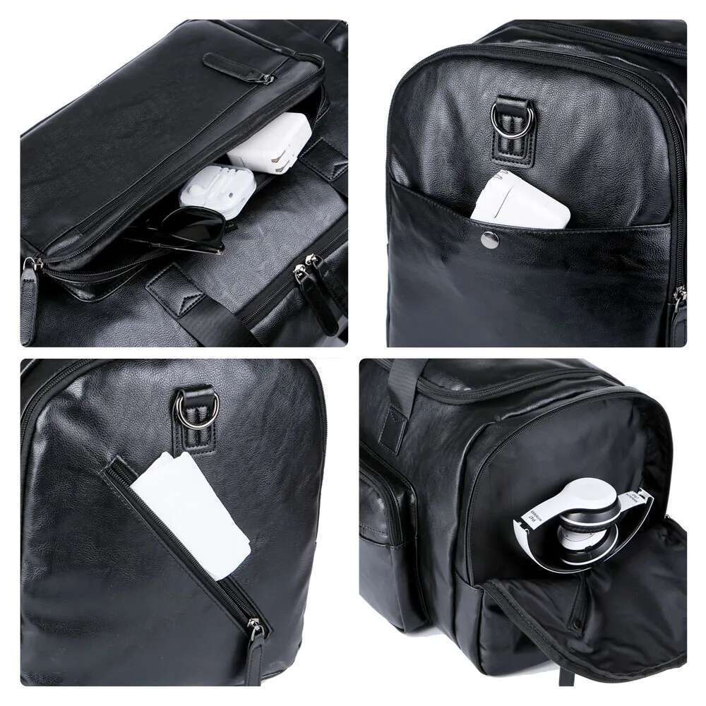 Men's Large Travel Tote Soft Leather Business Trip Holiday Handbag Man Carry ON Lage Pack Bags Black Brown PU Shoulder Bag
