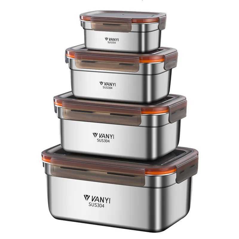 304 Stainless Steel Lunch Box Travel Leakproof Bowls Home Containers Microwave Heating Lunchboxs Big Capacity Food LunchboxM251121