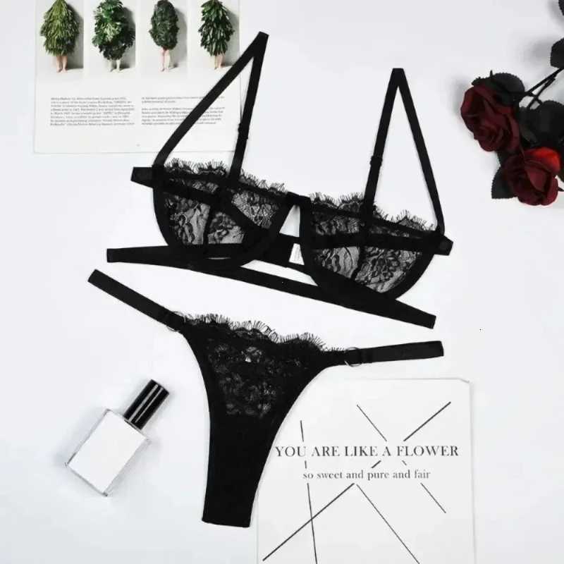 Sexy Lingerie Woman Lace Transparent Underwear Fairy Embroidery Brief Sets Delicate Bra Kit Push Up Breves Sets Thin Erotic BrasXJ251106
