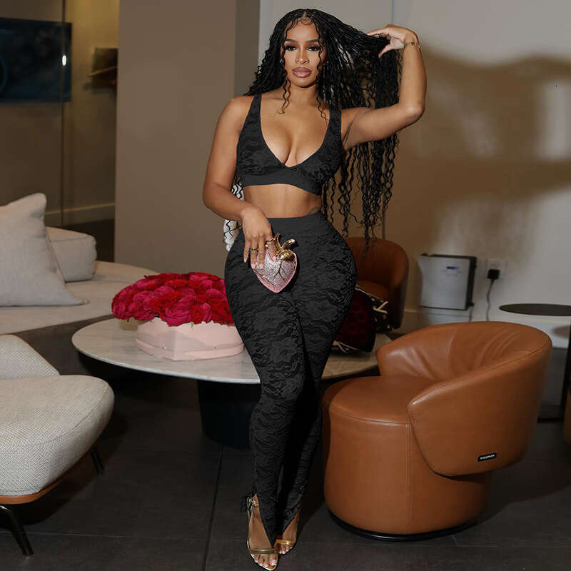 hoodie Women's Wear Summer New Women's Sexy Spicy Girl Wrapped Chest Splicing Lace Strap Slimming Open Umbilical Pants Set jacket