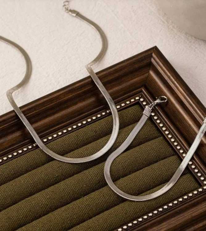 Joyera Mujer Golden Stainless Steel Snake Bone Chain Necklace Hip Hop Chic Women Simple Style Necklace Bracelet Sets Jewelry W251121