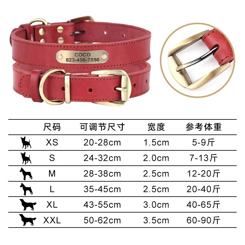 Personalized Dog Collar And Leash Set Real Leather Pet Collars Dogs Walking Lead Leash for Small Large Dogs Pitbull XXS-XL 240921