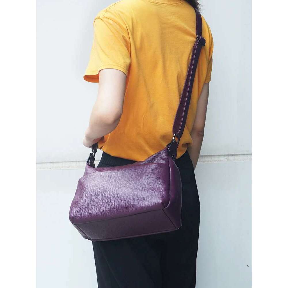 Zency Genuine Leather Fashion Purple Women Shoulder High Quality Elegant Lady Crossbody Bags Black Messenger Bag Trendy Bag
