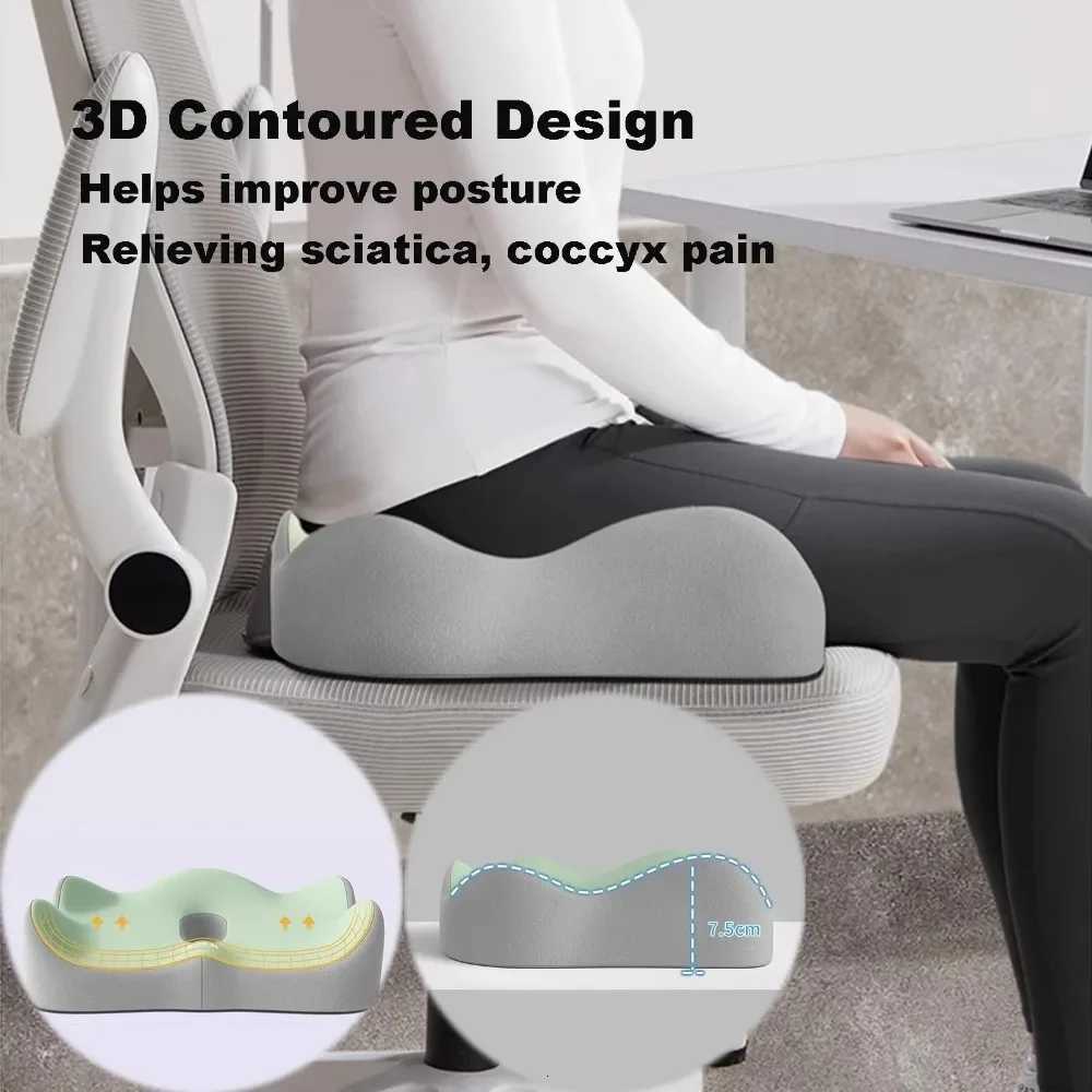 1pc Ergonomic Memory Foam Seat Cushion 3D Support Cushion Washable Polyester Car Office Essentials Comfortable for Long Sitting C251121